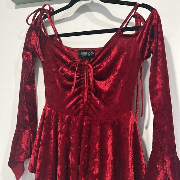 Current Mood Gothic Red Velvet Vamp Fairy Dress Mini women size small new w tag - Picture 2 of 6